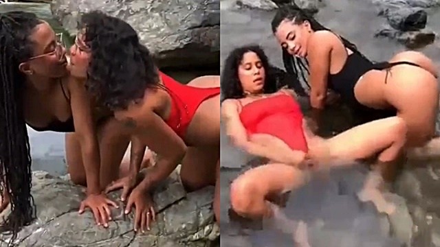 Tokischa y sus amigas lesbianas haciendo perrerias en el rio 