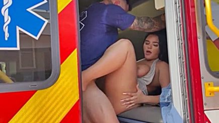 Alexas Morgan has rough sex in the ambulance