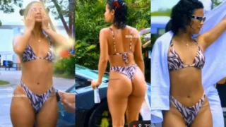 Karla Alvarez modelando su cuerpo en Bikini