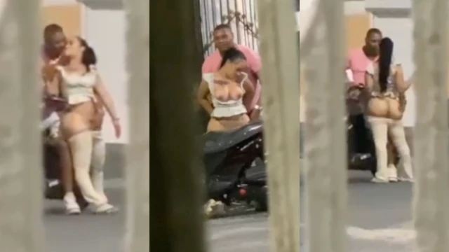 Borracha singando en la calle y no se dan cuento que lo grabaron